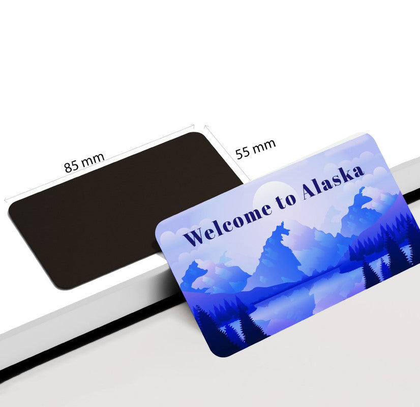 dhcrafts Rectangular Rubber Fridge Magnet / Magnetic Card Blue Alaska Design Pack of 1 (8.6cm x 5.4cm)